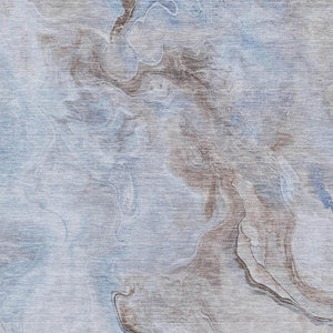 HomeRoots 8' X 10' Abstract Blue, Taupe & Beige Washable Area Rug with UV Protection for Family-Friendly Spaces 697023