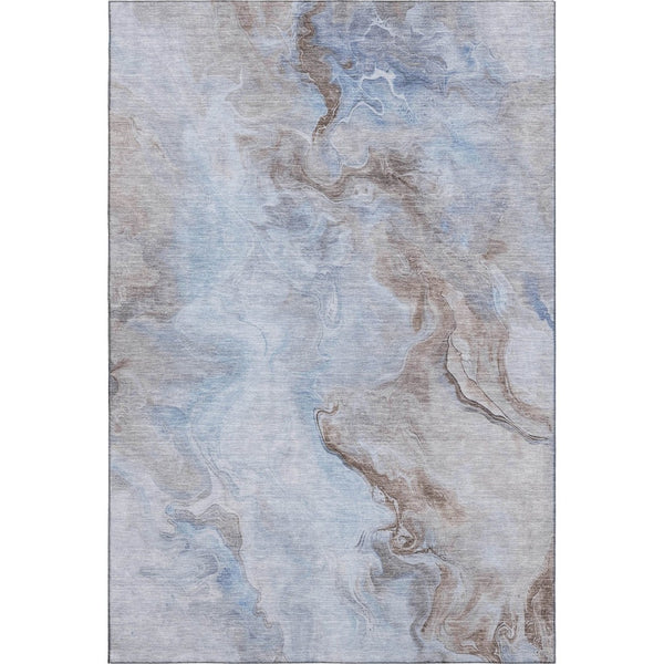 HomeRoots 9' Abstract Washable Area Rug in Blue, Taupe & Beige - UV Protected, Stain-Resistant, Durable Design 697024