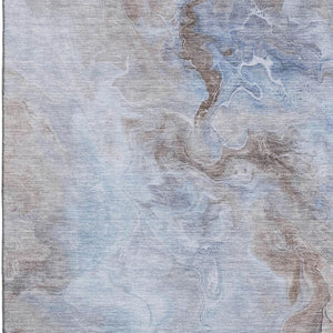 HomeRoots 9' Abstract Washable Area Rug in Blue, Taupe & Beige - UV Protected, Stain-Resistant, Durable Design 697024