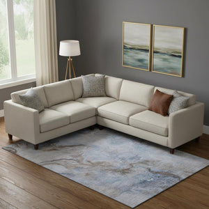 HomeRoots 10' X 14' Abstract Washable Area Rug in Blue Taupe & Beige – Durable, UV Protected & Stain Resistant! 697025