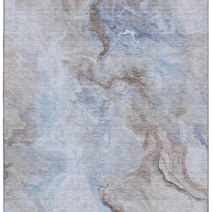 HomeRoots 10' X 14' Abstract Washable Area Rug in Blue Taupe & Beige – Durable, UV Protected & Stain Resistant! 697025