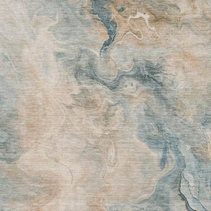 HomeRoots 5' X 8' Teal Peach Ivory Abstract Area Rug - Washable, UV Protected, Stylish & Stain-Resistant Design 697027