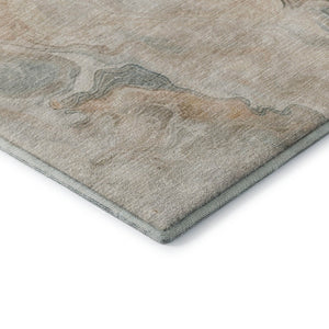 HomeRoots 9' X 12' Teal Peach Ivory Abstract Rug - Washable, UV-Protected, Durable, Perfect for Families! 697030