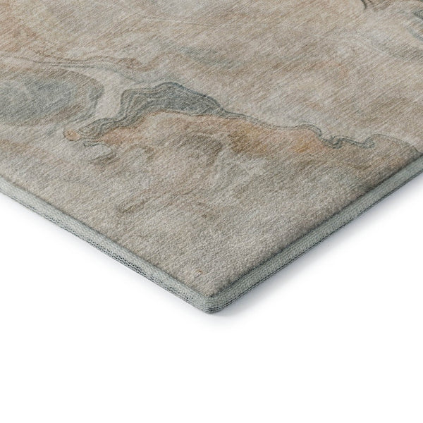 HomeRoots 9' X 12' Teal Peach Ivory Abstract Rug - Washable, UV-Protected, Durable, Perfect for Families! 697030