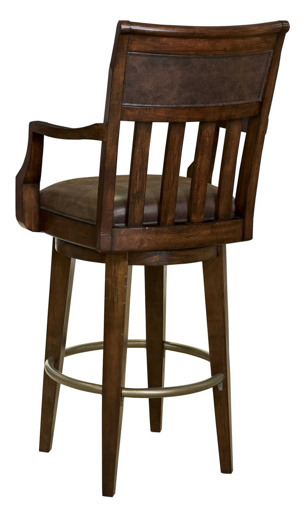Hekman Furniture 697030 Harbor Springs Barstool - Rustic Swivel Design With Faux Leather & Antique Brass Footrest Rustic Hardwood Harbor Springs Bar Stool 697030