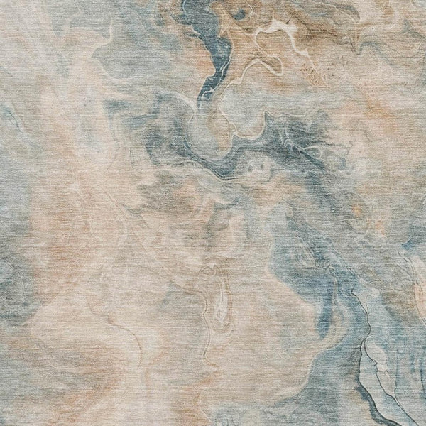 HomeRoots 10' X 14' Abstract Area Rug in Teal, Peach & Ivory - Washable, UV-Protected, Non-Slip Design! 697031