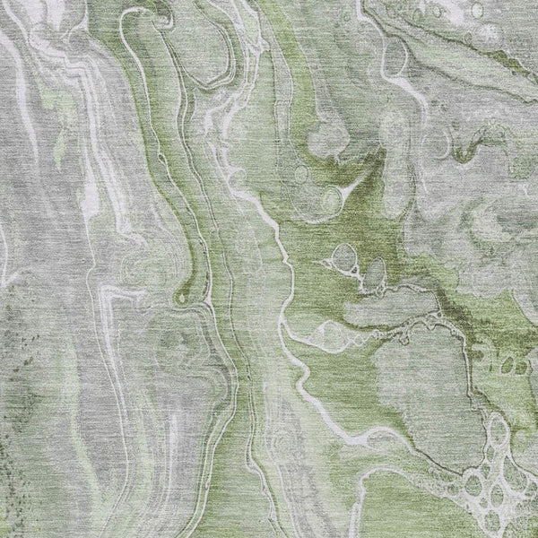 HomeRoots 8' X 10' Stylish Artichoke Green Gray Silver Abstract Area Rug - Washable, UV Protected, Durable Design 697035