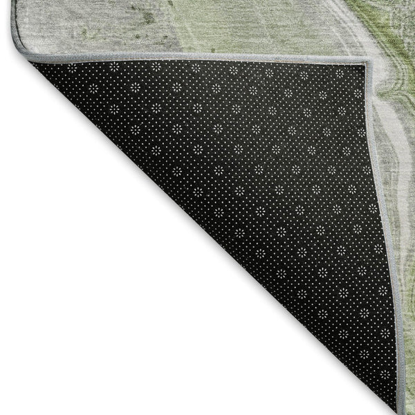 HomeRoots 9' X 12' Artichoke Green Gray Silver Abstract Area Rug - Soft, Stain-Resistant, UV-Protected Beauty! 697036