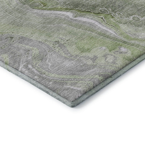 HomeRoots 9' X 12' Artichoke Green Gray Silver Abstract Area Rug - Soft, Stain-Resistant, UV-Protected Beauty! 697036