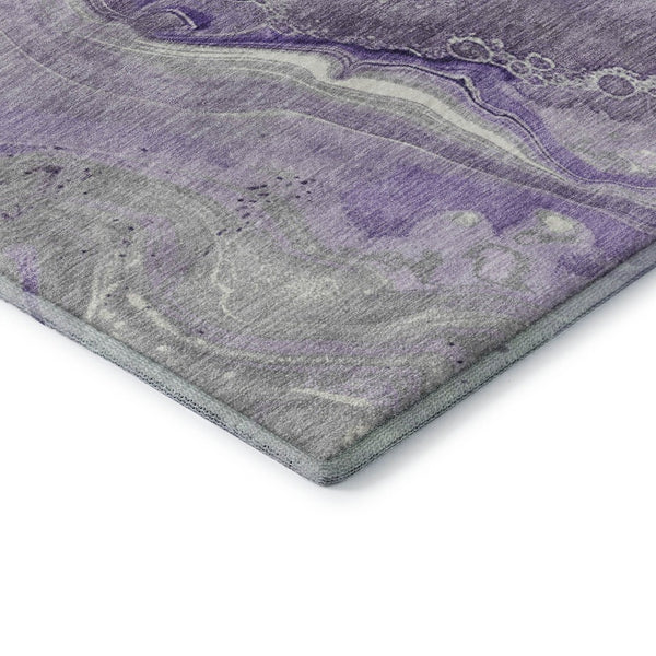 HomeRoots 5' X 8' Abstract Purple Gray Ivory Washable Area Rug with UV Protection - Perfect for High-Traffic Spaces 697045