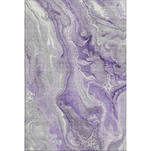 HomeRoots 9' X 12' Abstract Washable Area Rug in Purple, Gray & Ivory - UV Protection & Stain Resistant! 697048