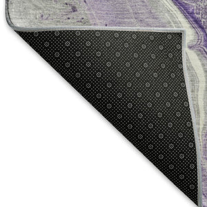 HomeRoots 9' X 12' Abstract Washable Area Rug in Purple, Gray & Ivory - UV Protection & Stain Resistant! 697048