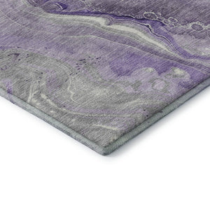 HomeRoots 9' X 12' Abstract Washable Area Rug in Purple, Gray & Ivory - UV Protection & Stain Resistant! 697048