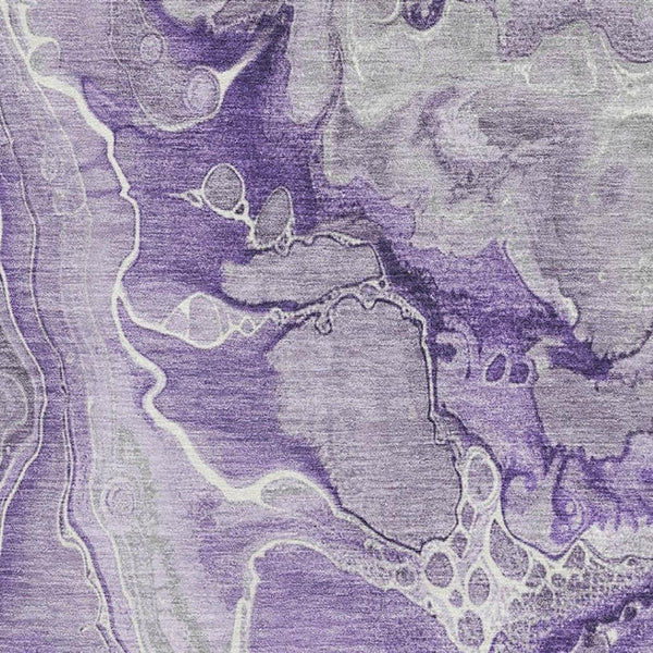 HomeRoots 9' X 12' Abstract Washable Area Rug in Purple, Gray & Ivory - UV Protection & Stain Resistant! 697048