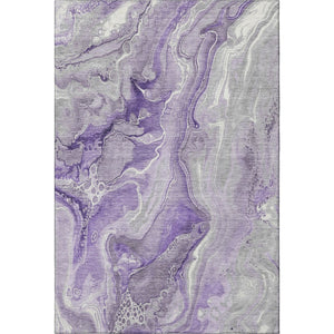 HomeRoots 9' X 12' Abstract Washable Area Rug in Purple, Gray & Ivory - UV Protection & Stain Resistant! 697048