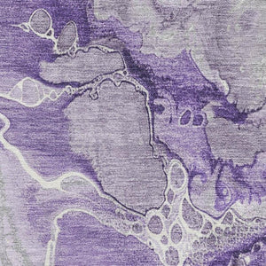 HomeRoots 10' X 14' Purple Gray Ivory Washable Area Rug - Stylish Abstract Design with UV Protection & Non-Slip Backing 697049