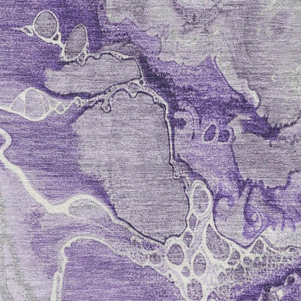 HomeRoots 10' X 14' Purple Gray Ivory Washable Area Rug - Stylish Abstract Design with UV Protection & Non-Slip Backing 697049