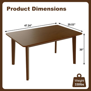 English Elm Rustic Minimalist Rubberwood Dining Table with Tapered Legs for Small Apartment Spaces Walnut N752P368503D
