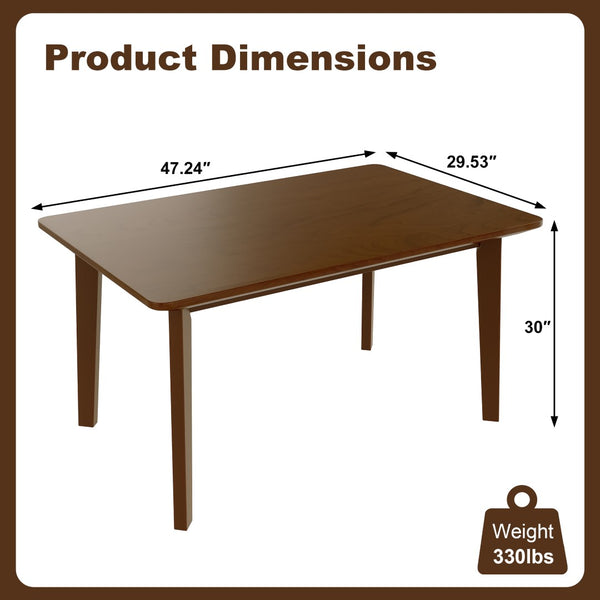 English Elm Rustic Minimalist Rubberwood Dining Table with Tapered Legs for Small Apartment Spaces Walnut N752P368503D