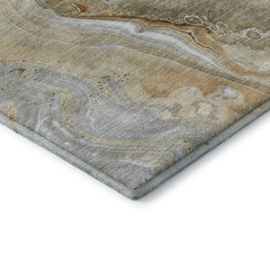 HomeRoots 10' X 14' Abstract Area Rug in Pewter Tan & Ivory – Washable, UV Protected, Perfect for Family Rooms! 697055