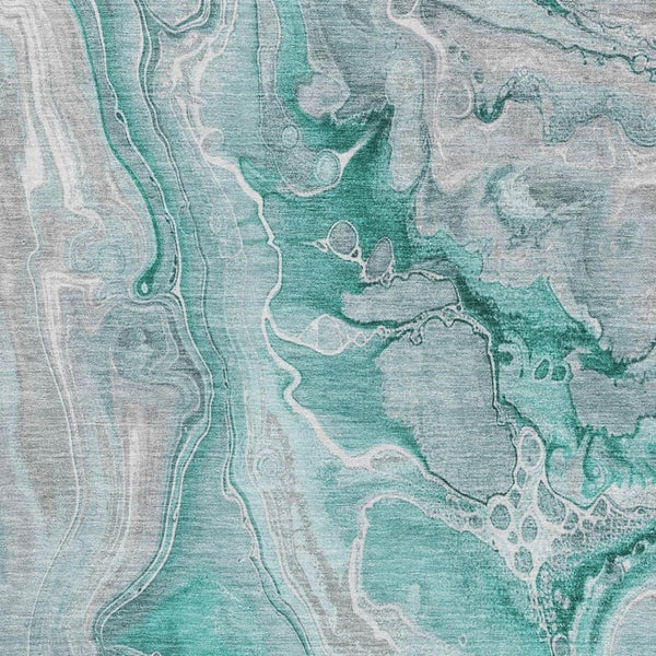 HomeRoots 8' X 10' Teal Gray Ivory Abstract Area Rug – Stylish, Washable, UV-Protected for Busy Homes & Kids 697059