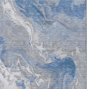 HomeRoots 5' Stylish Blue Gray and Ivory Abstract Washable Area Rug with UV Protection for Family Homes 697064