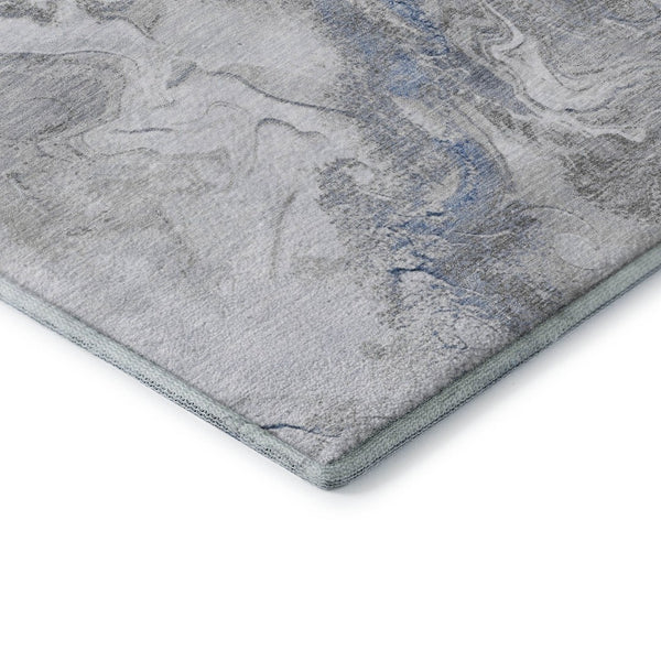 HomeRoots 8' Blue Gray & Ivory Abstract Round Rug - Stylish, Washable, UV Protected for Busy Homes & Kids 697065