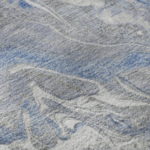 HomeRoots 8' Blue Gray & Ivory Abstract Round Rug - Stylish, Washable, UV Protected for Busy Homes & Kids 697065