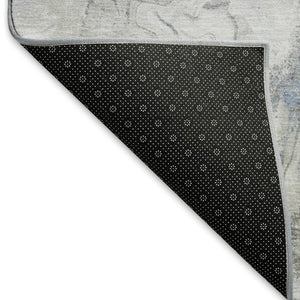 HomeRoots 8' X 10' Stylish Blue Gray and Ivory Washable Area Rug with UV Protection for Modern Homes 697066