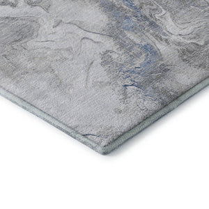 HomeRoots 8' X 10' Stylish Blue Gray and Ivory Washable Area Rug with UV Protection for Modern Homes 697066