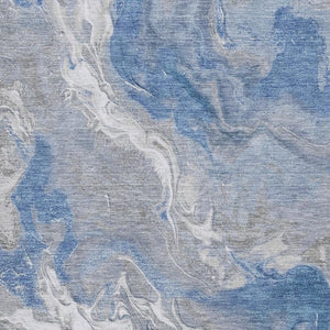 HomeRoots 9' X 12' Blue Gray and Ivory Abstract Area Rug - Washable, UV-Protected, Pet-Friendly Design! 697067