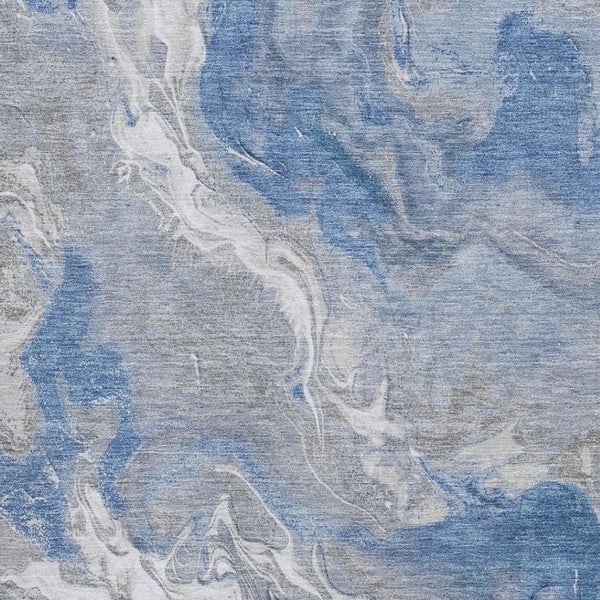 HomeRoots 9' X 12' Blue Gray and Ivory Abstract Area Rug - Washable, UV-Protected, Pet-Friendly Design! 697067