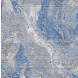 HomeRoots 10' X 14' Blue Gray Ivory Abstract Area Rug - Washable, UV Protected, Stain Resistant for Busy Homes 697068