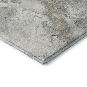HomeRoots 5' X 8' Modern Graphite Beige Ivory Abstract Washable Area Rug with UV Protection & Non-Slip Backing 697070