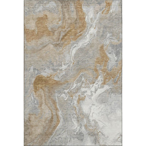 HomeRoots 5' X 8' Modern Graphite Beige Ivory Abstract Washable Area Rug with UV Protection & Non-Slip Backing 697070