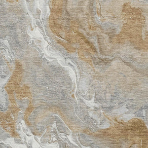 HomeRoots 8' X 10' Washable Graphite Beige and Ivory Abstract Area Rug with UV Protection for High-Traffic Spaces 697072