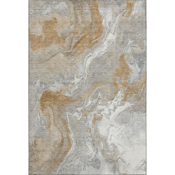 HomeRoots 9' X 12' Stylish Graphite Beige & Ivory Abstract Washable Area Rug with UV Protection & Comfort 697073