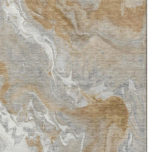 HomeRoots 10' X 14' Graphite Beige Ivory Abstract Area Rug - Washable, UV-Protected, Perfect for High-Traffic Areas 697074