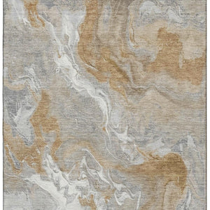 HomeRoots 10' X 14' Graphite Beige Ivory Abstract Area Rug - Washable, UV-Protected, Perfect for High-Traffic Areas 697074