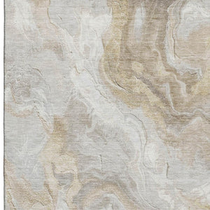 HomeRoots 5' X 8' Ivory Tan Beige Washable Area Rug with UV Protection - Modern Abstract Style for Any Space 697076