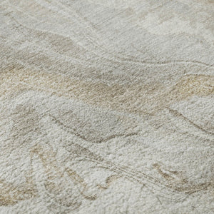 HomeRoots 8' Abstract Washable Round Rug in Ivory, Tan & Beige – UV Protected, Durable & Easy Care for Homes 697077