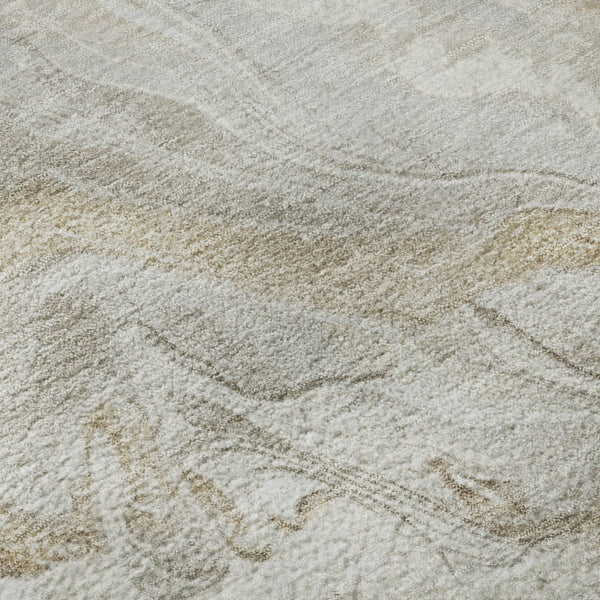 HomeRoots 8' Abstract Washable Round Rug in Ivory, Tan & Beige – UV Protected, Durable & Easy Care for Homes 697077