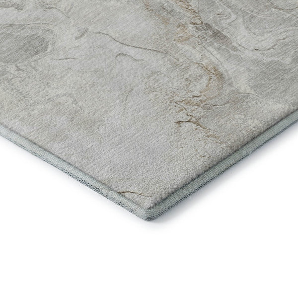 HomeRoots 8' X 10' Abstract Washable Area Rug in Ivory Tan & Beige - Durable, UV-Protected & Kid-Friendly! 697078