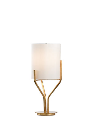 Chelsea House Small Castle Lamp With Sculpted Gold-Leaf Base, Ambient Nightstand Accent For Modern & Classic Rooms 69708