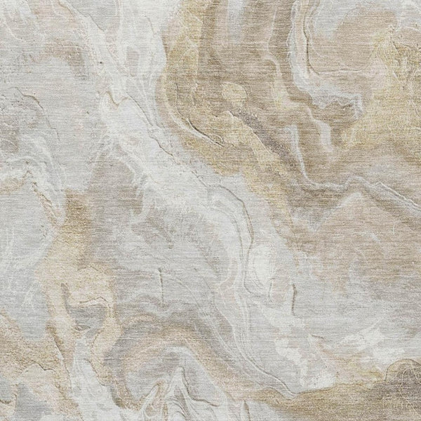 HomeRoots 10' X 14' Ivory Tan & Beige Abstract Area Rug - Durable, Washable, UV Protected for High-Traffic Spaces 697080