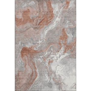 HomeRoots 5' X 8' Salmon Gray and Ivory Abstract Area Rug - Washable, UV Protected & Perfect for High Traffic Areas 697082
