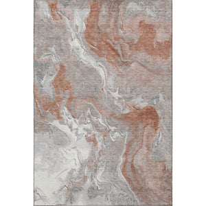 HomeRoots 8' X 10' Salmon Gray & Ivory Abstract Washable Area Rug - Durable, UV Protected, Modern Design! 697084