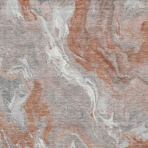 HomeRoots 8' X 10' Salmon Gray & Ivory Abstract Washable Area Rug - Durable, UV Protected, Modern Design! 697084