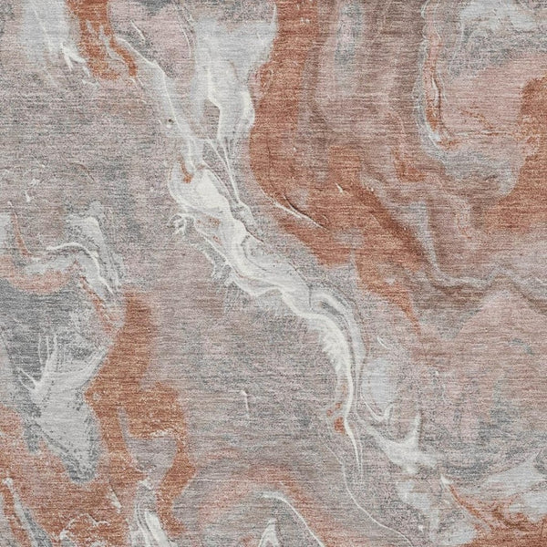 HomeRoots 8' X 10' Salmon Gray & Ivory Abstract Washable Area Rug - Durable, UV Protected, Modern Design! 697084