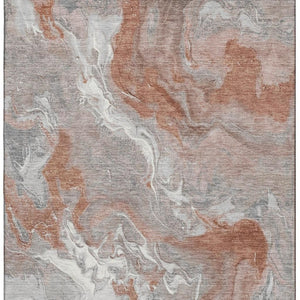 HomeRoots 8' X 10' Salmon Gray & Ivory Abstract Washable Area Rug - Durable, UV Protected, Modern Design! 697084